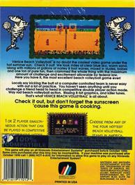 Box back cover for Venice Beach Volleyball on the Nintendo NES.