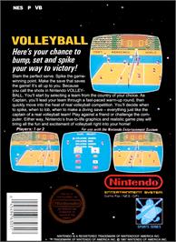 Box back cover for Volley Ball on the Nintendo NES.