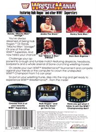 Box back cover for WWF Wrestlemania: Steel Cage Challenge on the Nintendo NES.