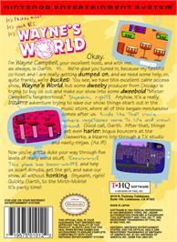 Box back cover for Wayne's World on the Nintendo NES.