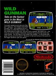 Box back cover for Wild Gunman on the Nintendo NES.