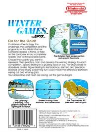 Box back cover for Winter Games on the Nintendo NES.