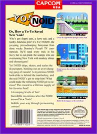 Box back cover for Yo! Noid on the Nintendo NES.