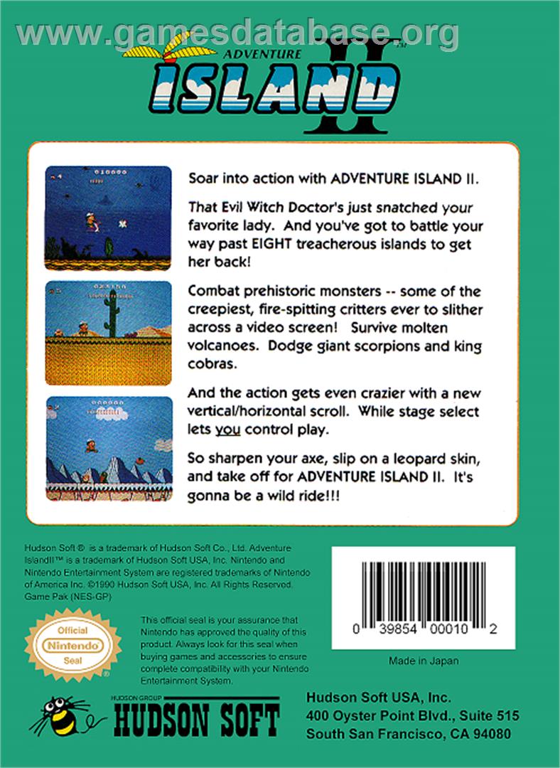 Adventure Island 2 - Nintendo NES - Artwork - Box Back