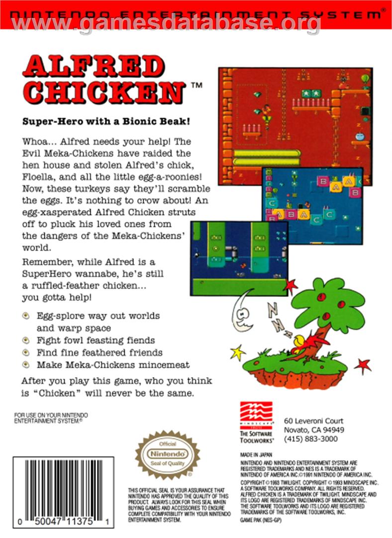 Alfred Chicken - Nintendo NES - Artwork - Box Back