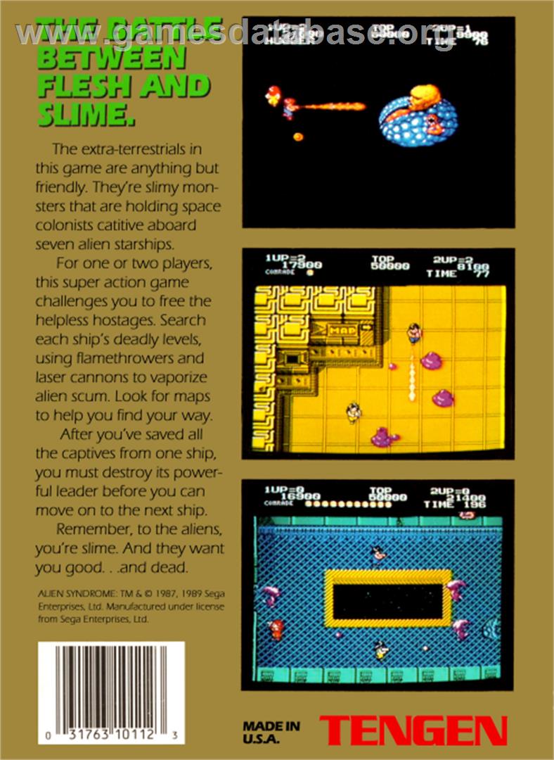 Alien Syndrome - Nintendo NES - Artwork - Box Back