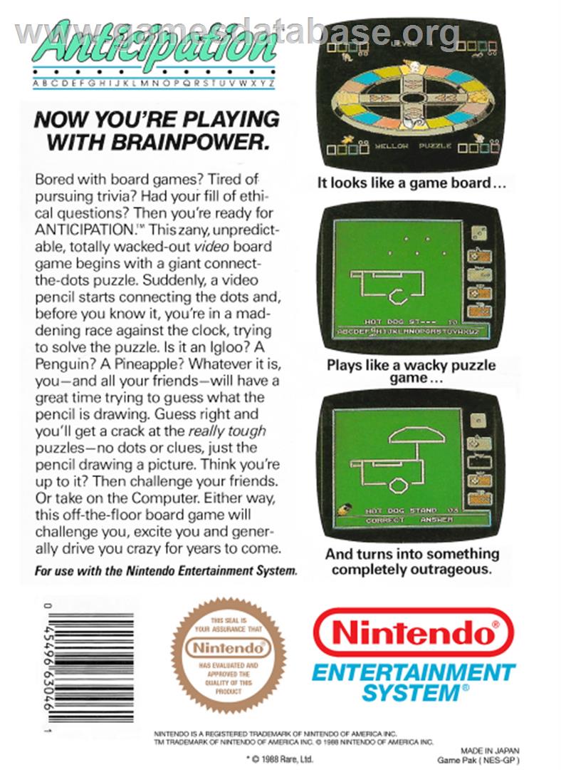 Anticipation - Nintendo NES - Artwork - Box Back