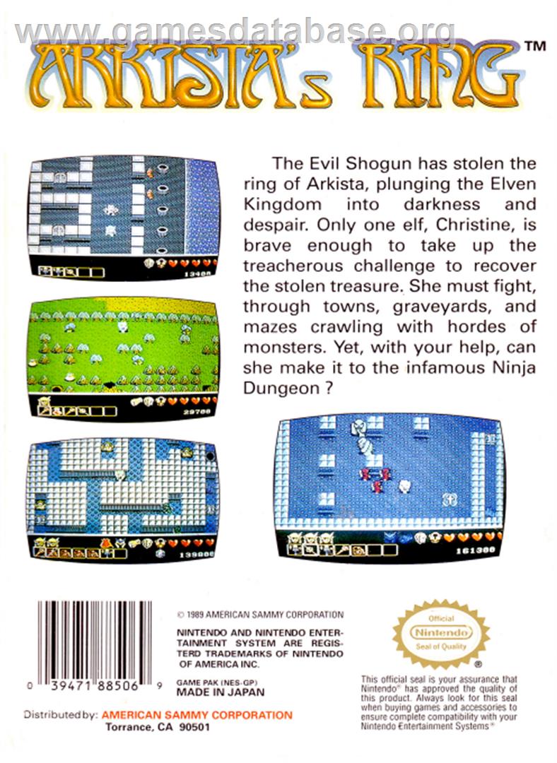 Arkista's Ring - Nintendo NES - Artwork - Box Back