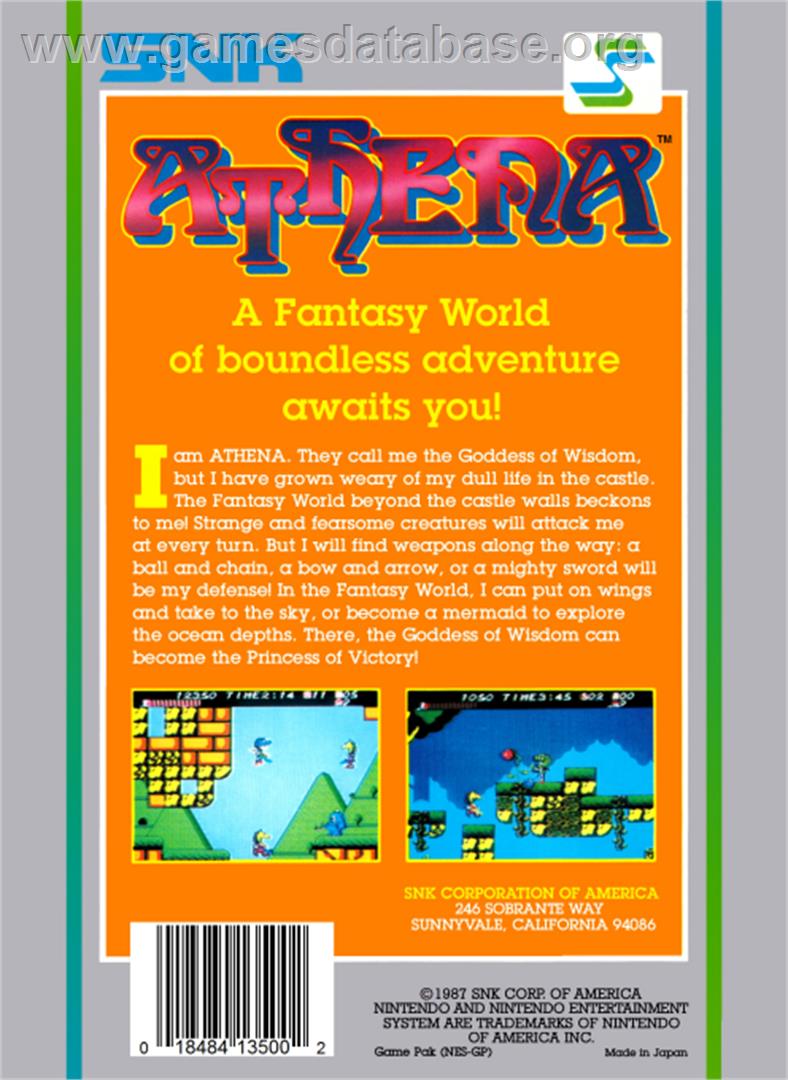 Athena - Nintendo NES - Artwork - Box Back