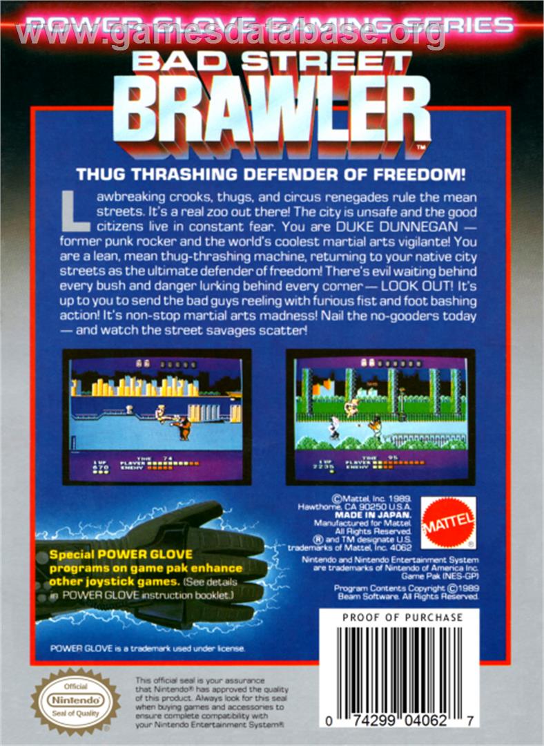Bad Street Brawler - Nintendo NES - Artwork - Box Back