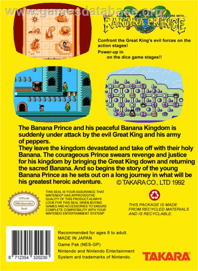 Banana Prince - Nintendo NES - Artwork - Box Back