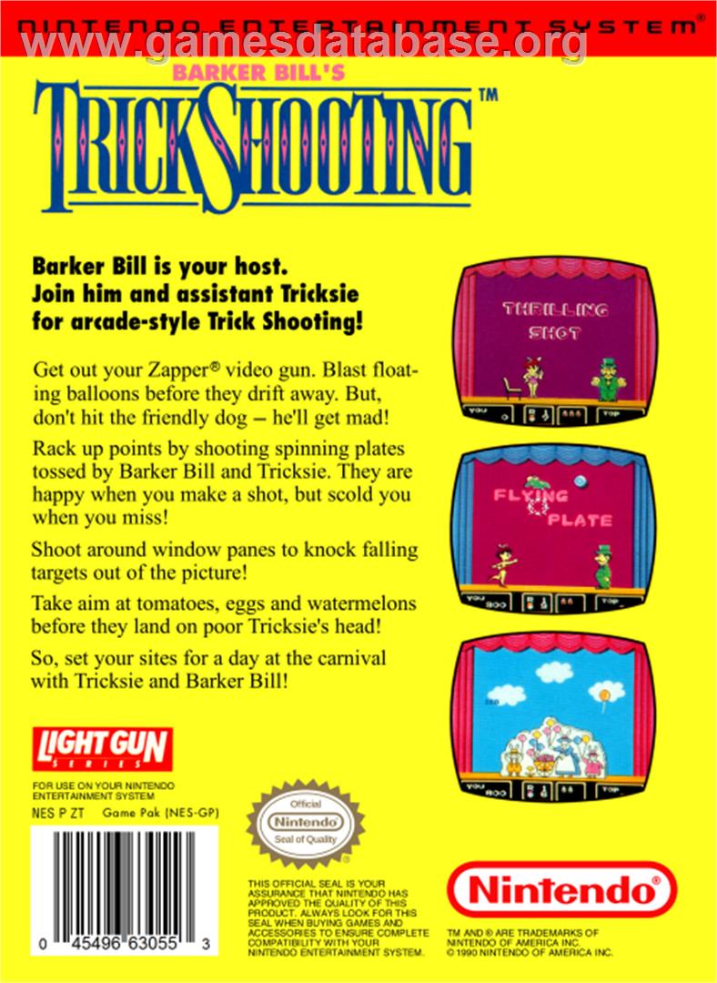Barker Bill's Trick Shooting - Nintendo NES - Artwork - Box Back