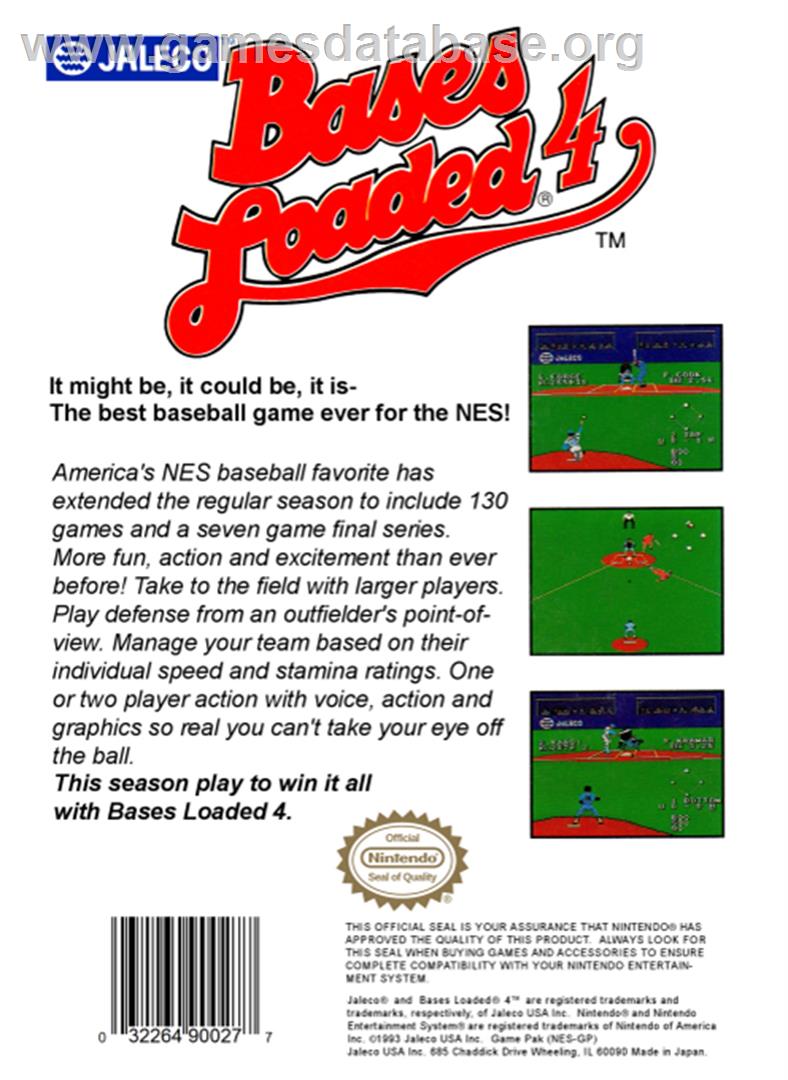 Bases Loaded 4 - Nintendo NES - Artwork - Box Back