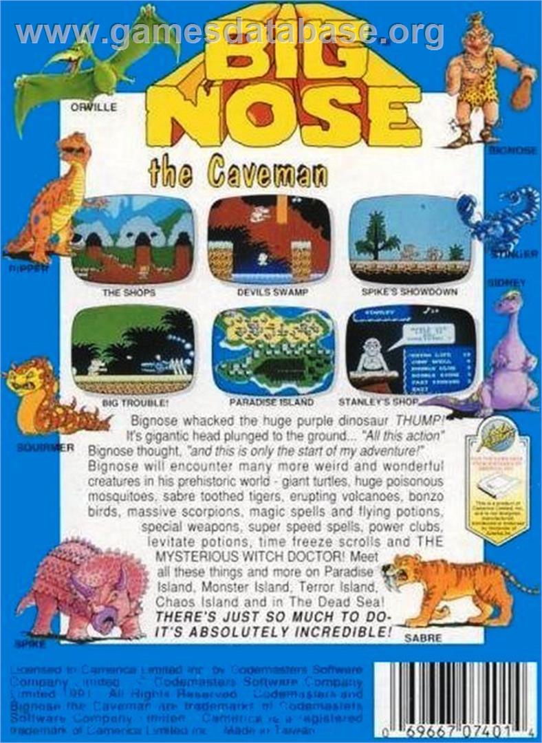 Big Nose the Caveman - Nintendo NES - Artwork - Box Back