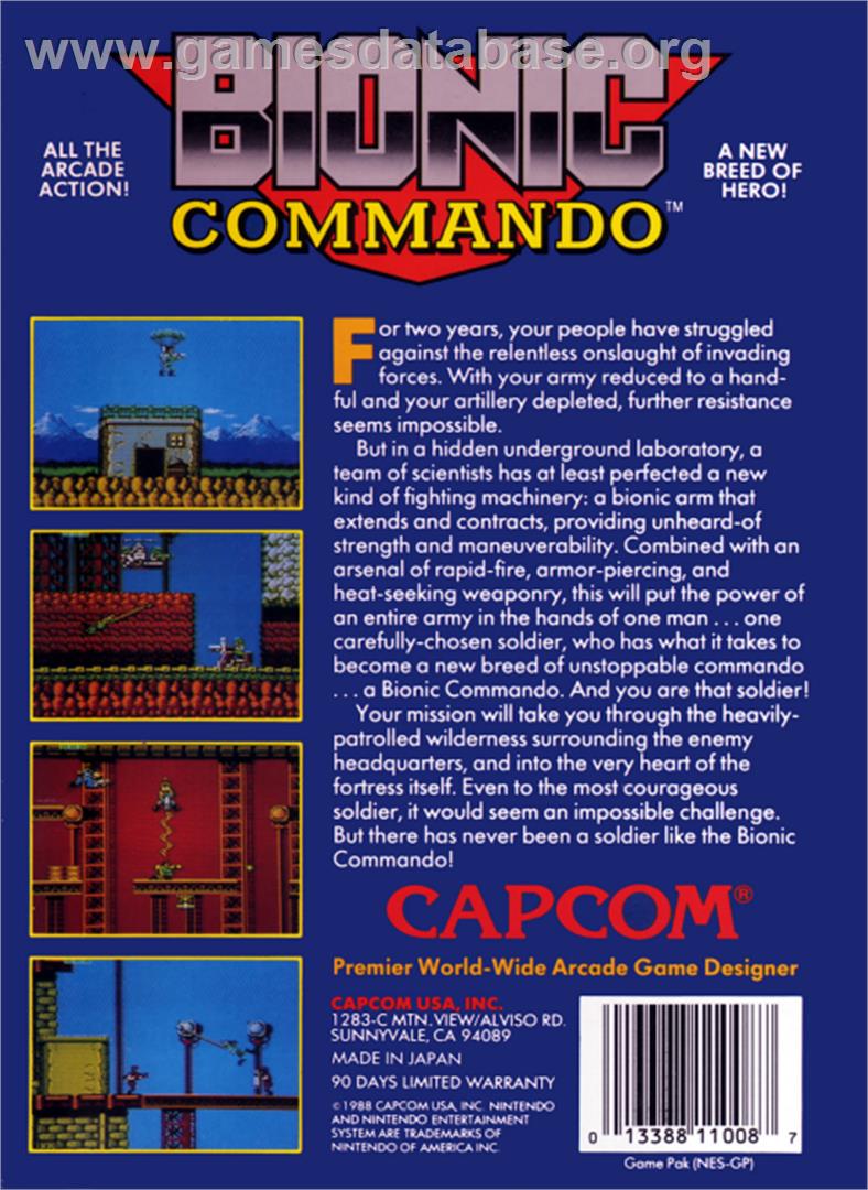 Bionic Commando - Nintendo NES - Artwork - Box Back