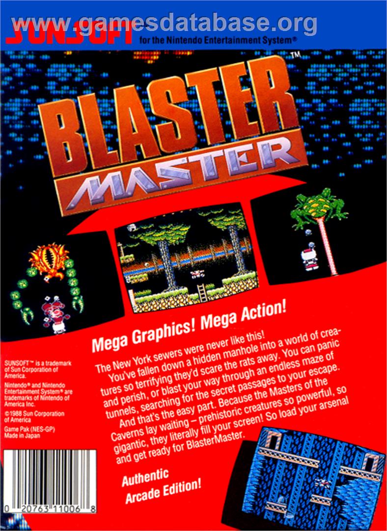 Blaster Master - Nintendo NES - Artwork - Box Back