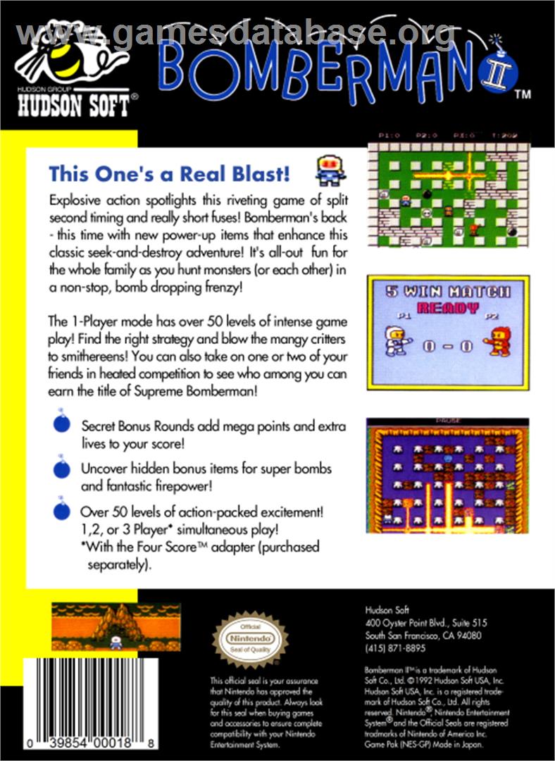 Bomberman 2 - Nintendo NES - Artwork - Box Back