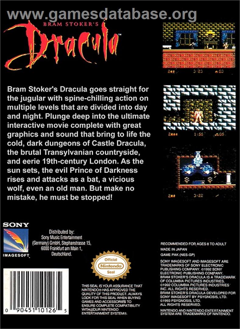 Bram Stoker's Dracula - Nintendo NES - Artwork - Box Back