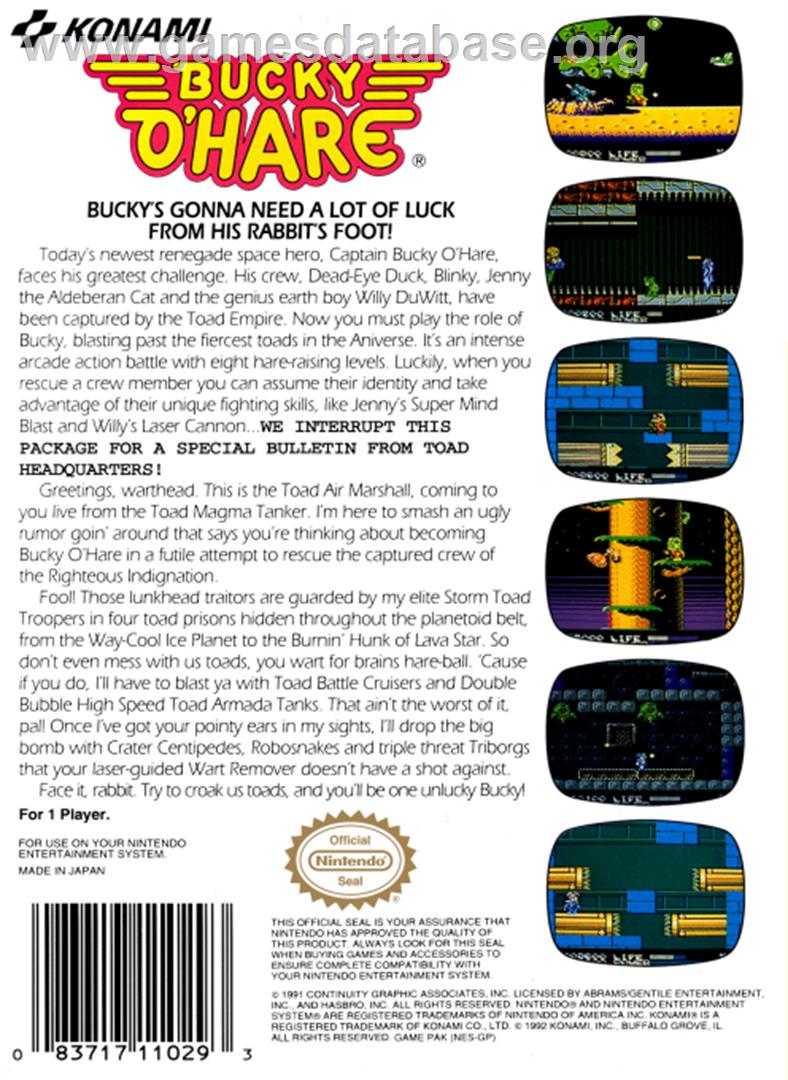 Bucky O'Hare - Nintendo NES - Artwork - Box Back