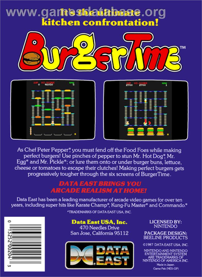 Burger Time - Nintendo NES - Artwork - Box Back