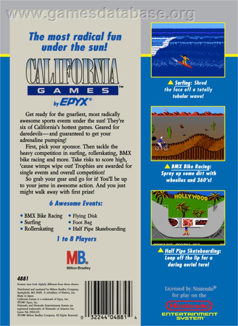 California Games - Nintendo NES - Artwork - Box Back