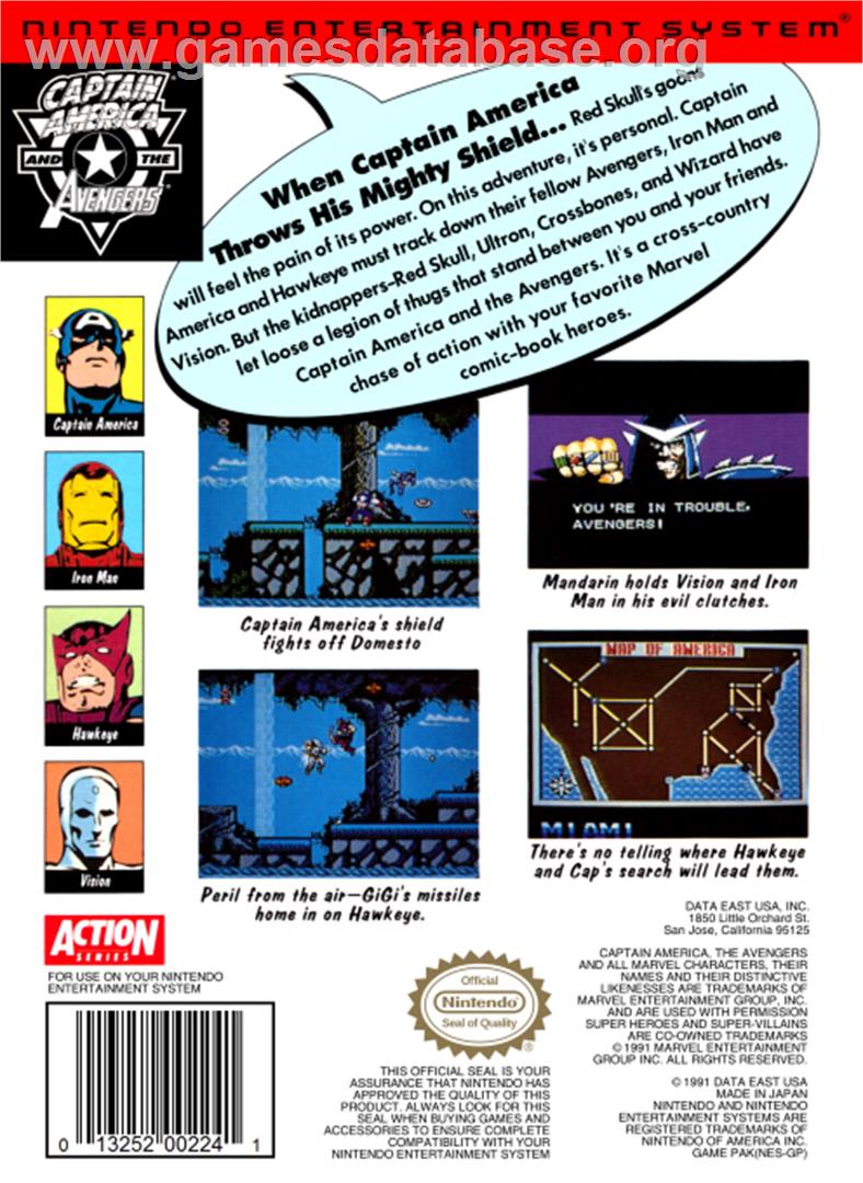Captain America and The Avengers - Nintendo NES - Artwork - Box Back