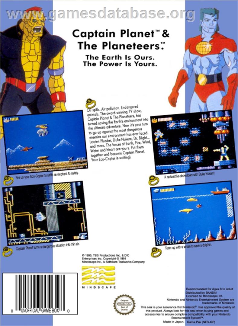 Captain Planet and the Planeteers - Nintendo NES - Artwork - Box Back