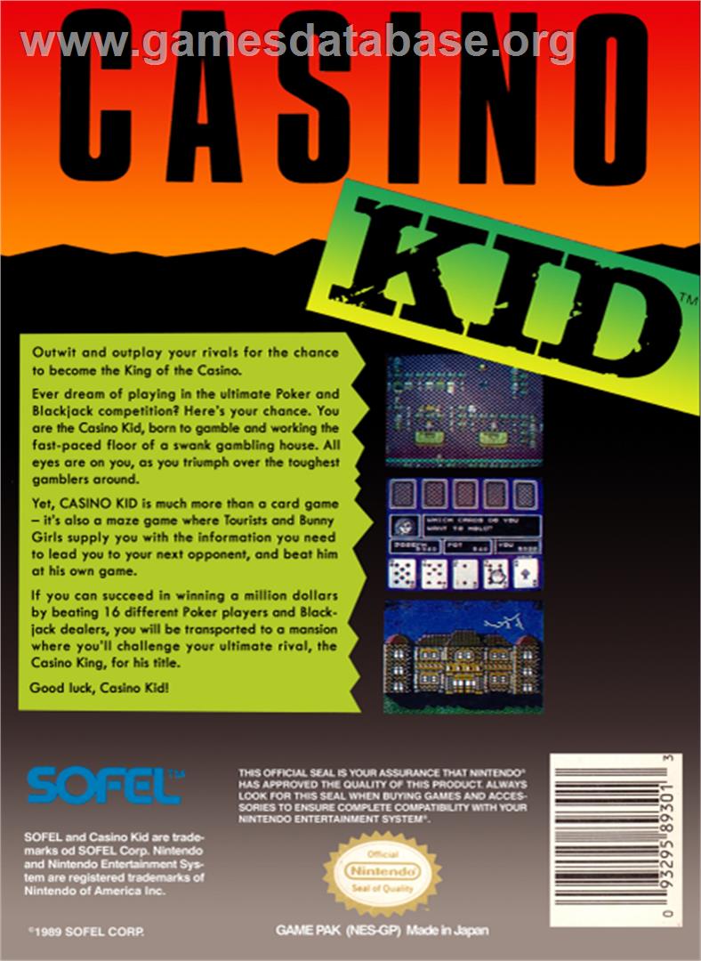 Casino Kid - Nintendo NES - Artwork - Box Back