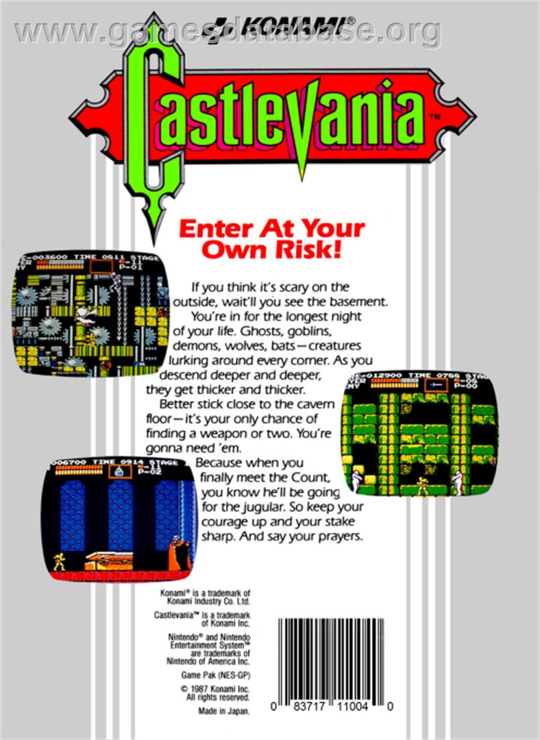 Castlevania - Nintendo NES - Artwork - Box Back