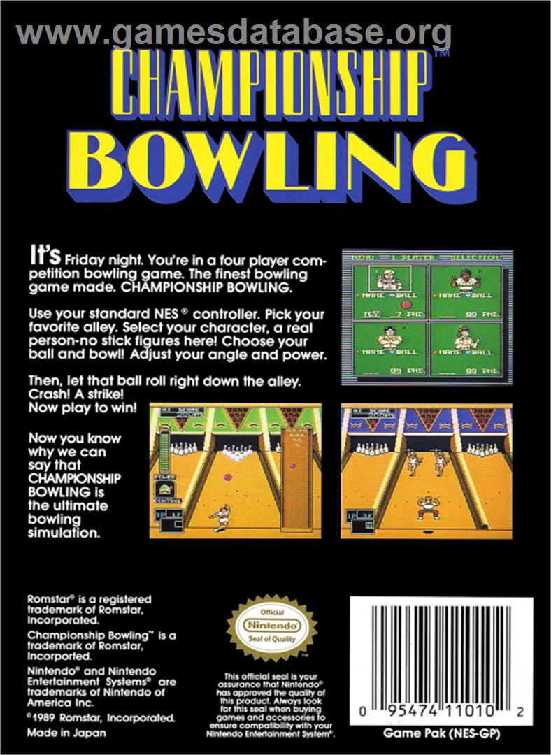 Championship Bowling - Nintendo NES - Artwork - Box Back
