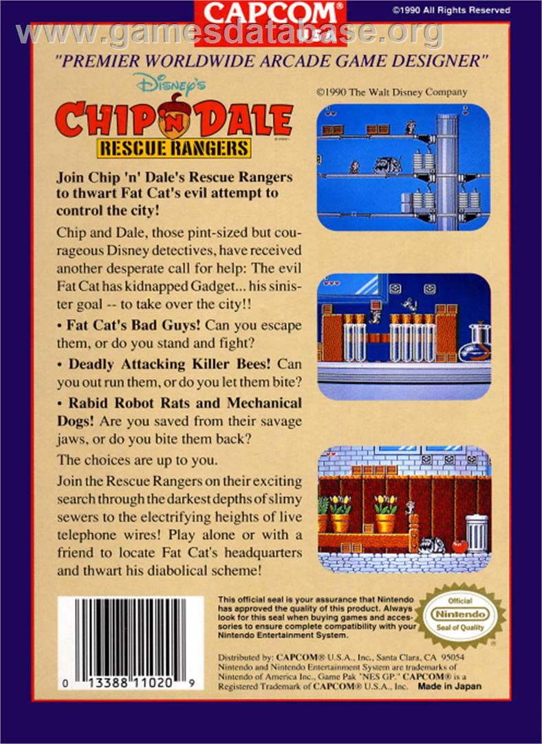 Chip'n Dale: Rescue Rangers - Nintendo NES - Artwork - Box Back