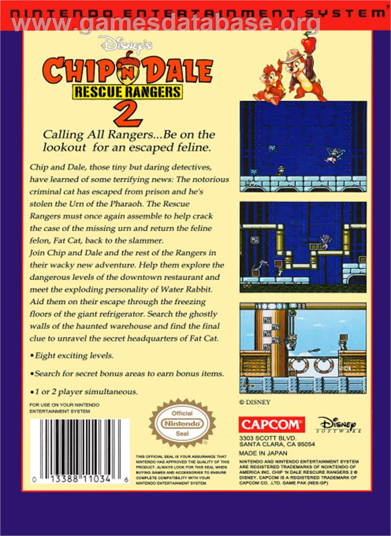 Chip 'N Dale Rescue Rangers 2 - Nintendo NES - Artwork - Box Back