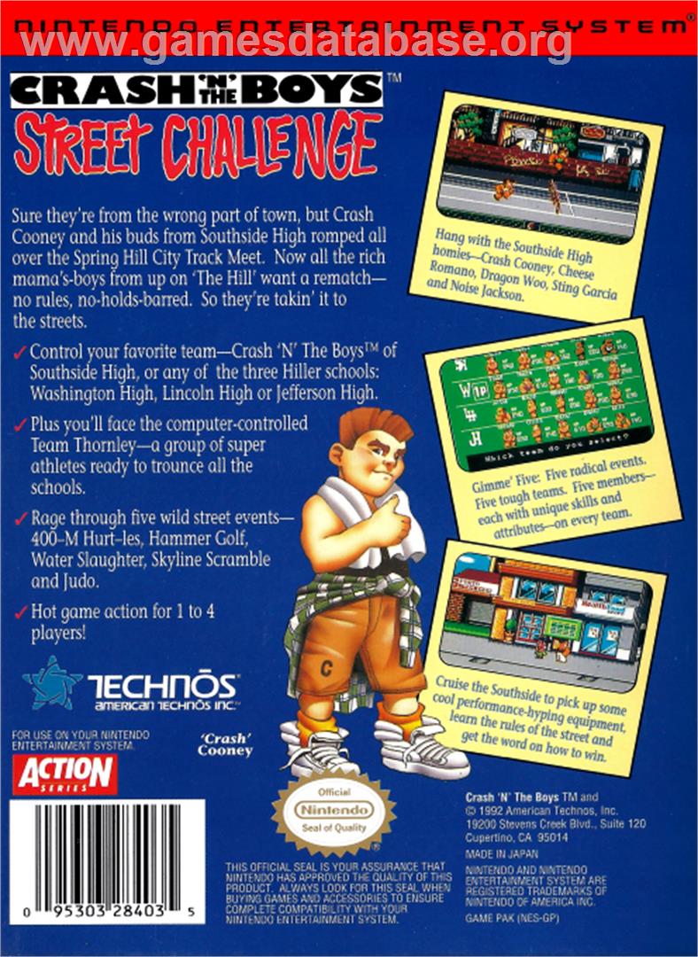 Crash 'N the Boys: Street Challenge - Nintendo NES - Artwork - Box Back
