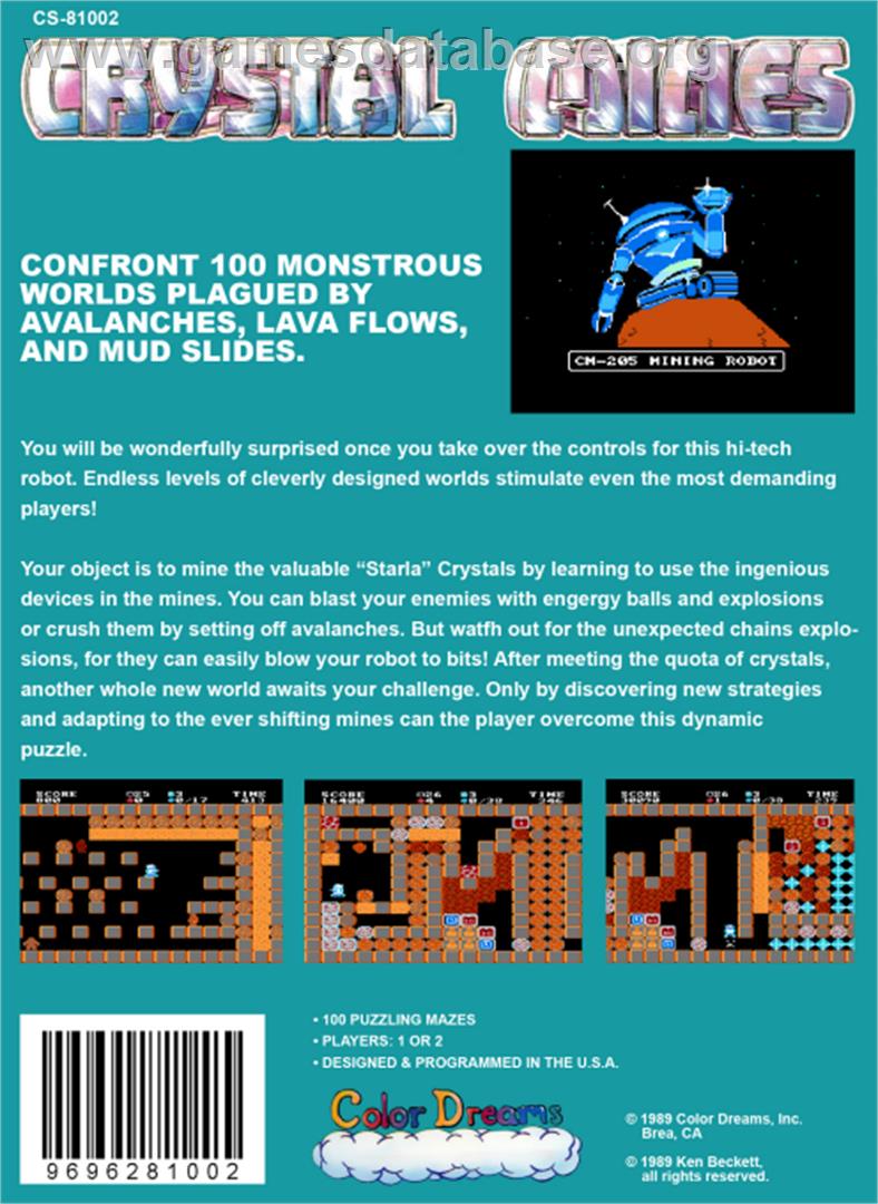 Crystal Mines - Nintendo NES - Artwork - Box Back