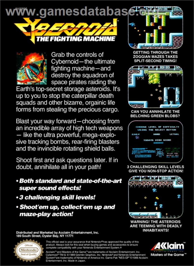 Cybernoid: The Fighting Machine - Nintendo NES - Artwork - Box Back