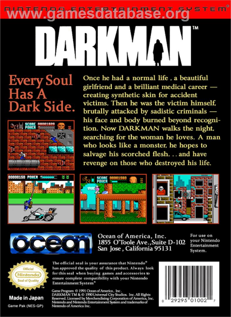 Darkman - Nintendo NES - Artwork - Box Back