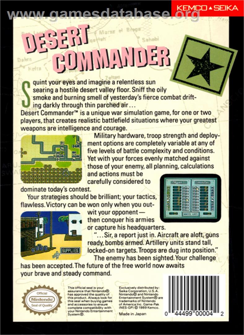 Desert Commander - Nintendo NES - Artwork - Box Back