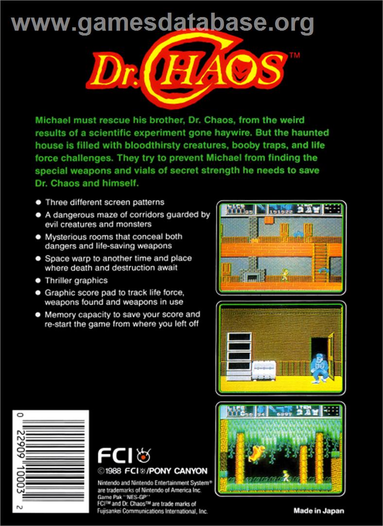 Dr. Chaos - Nintendo NES - Artwork - Box Back