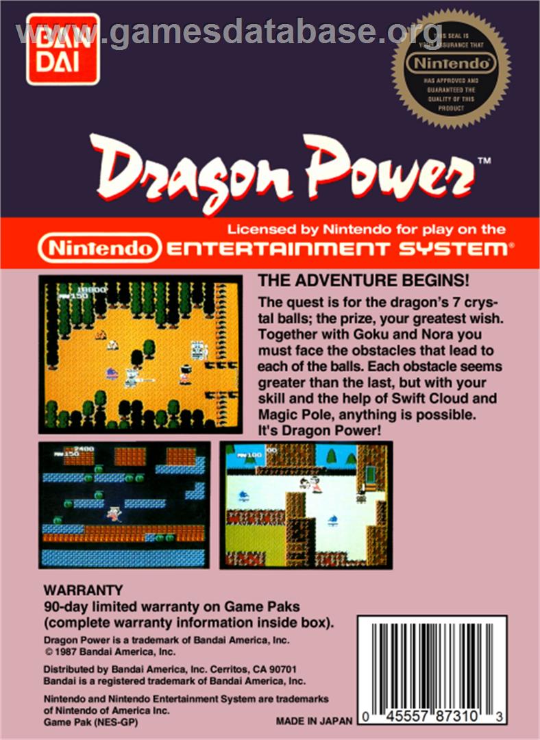 Dragon Power - Nintendo NES - Artwork - Box Back