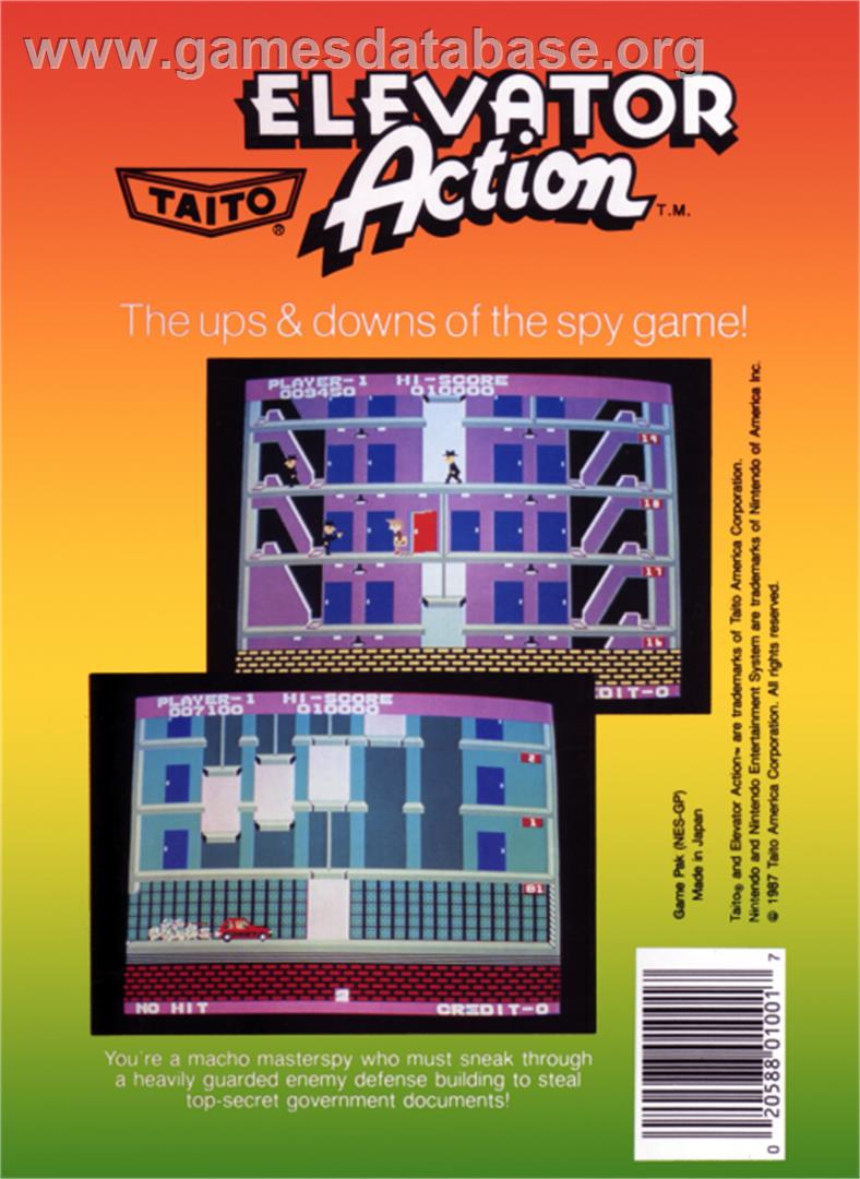 Elevator Action - Nintendo NES - Artwork - Box Back