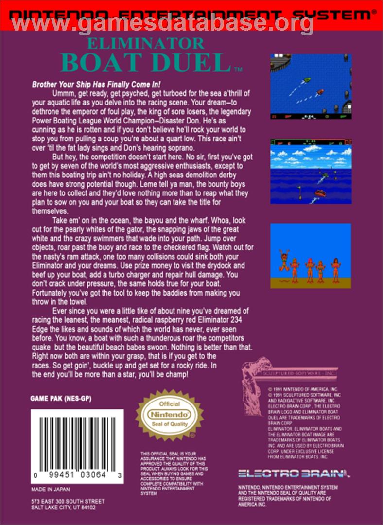Eliminator Boat Duel - Nintendo NES - Artwork - Box Back