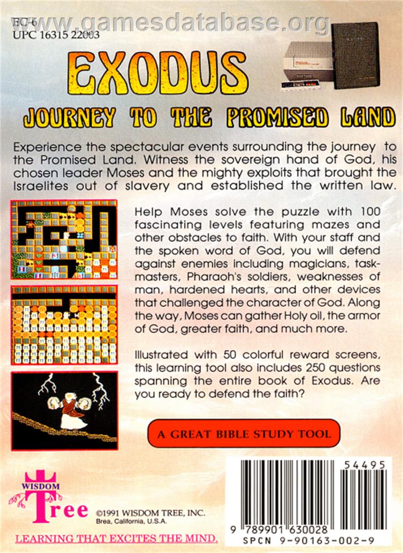 Exodus: Journey to the Promised Land - Nintendo NES - Artwork - Box Back