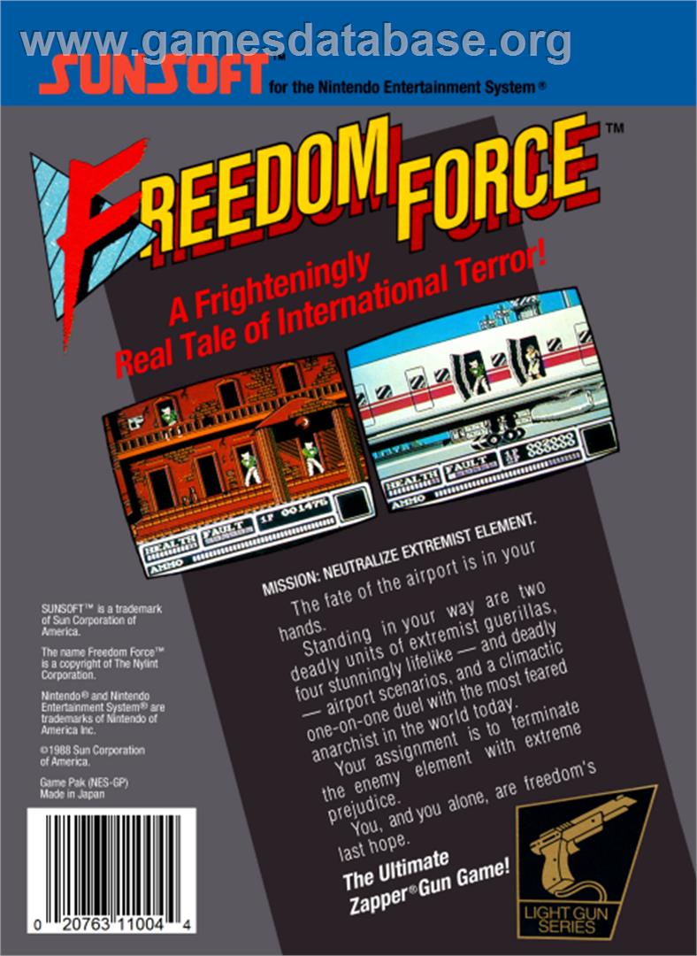 Freedom Force - Nintendo NES - Artwork - Box Back