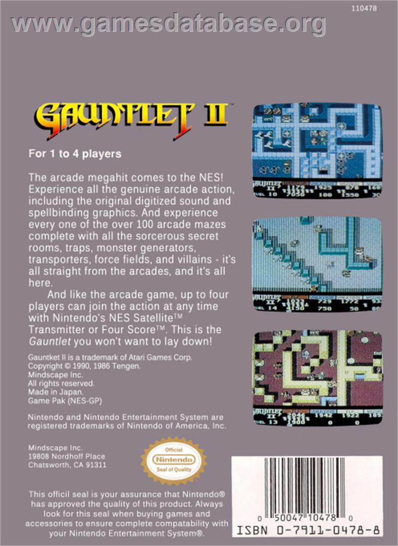Gauntlet II - Nintendo NES - Artwork - Box Back