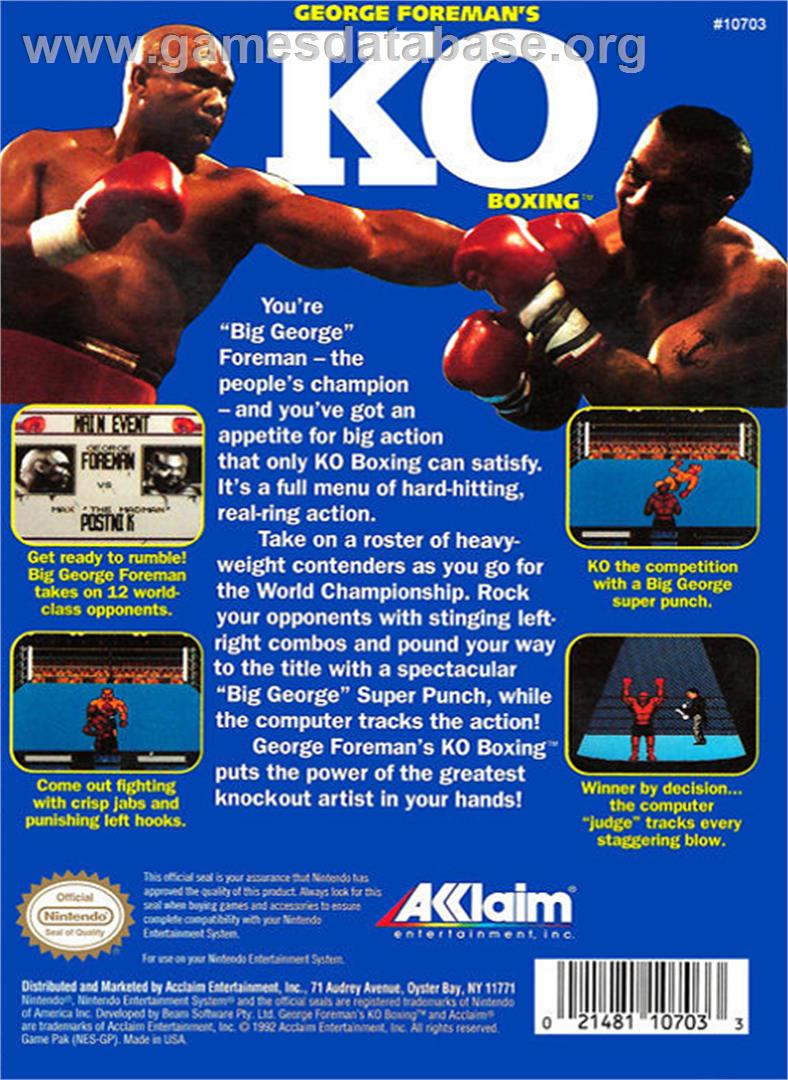 George Foreman's KO Boxing - Nintendo NES - Artwork - Box Back