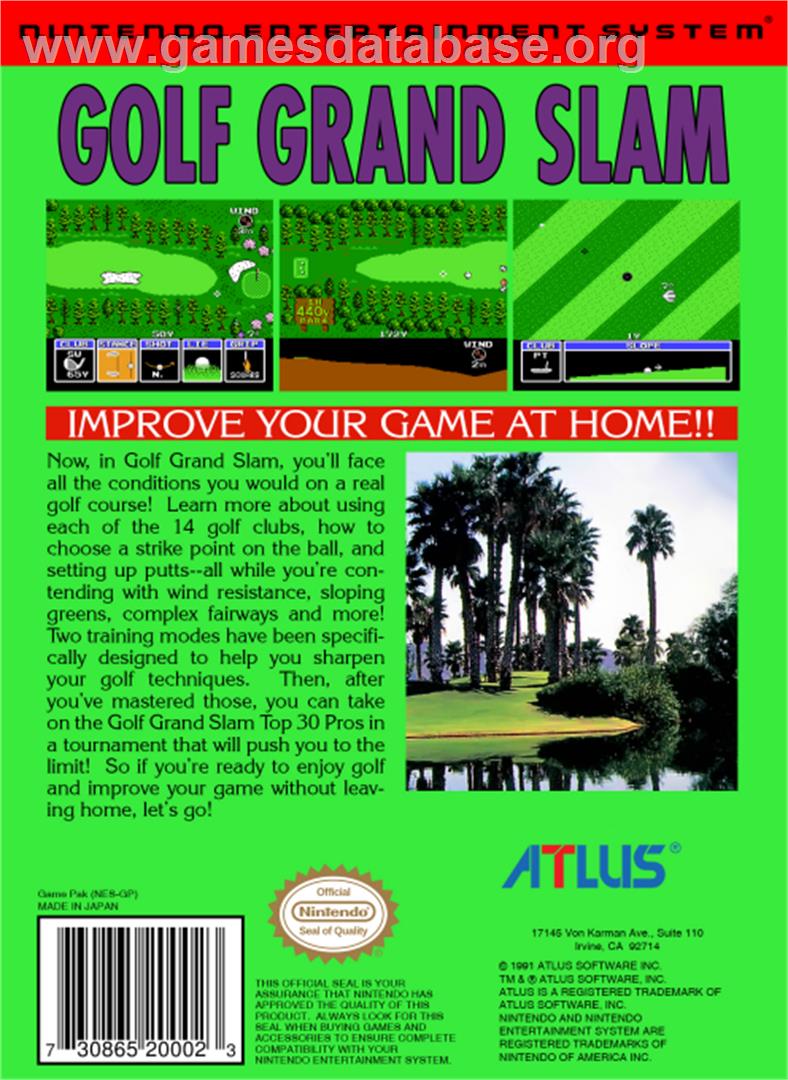 Golf Grand Slam - Nintendo NES - Artwork - Box Back