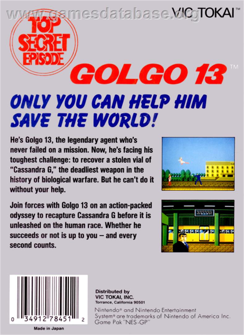Golgo 13: Top Secret Episode - Nintendo NES - Artwork - Box Back