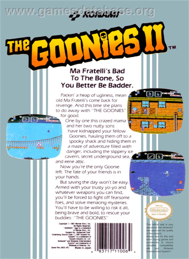 Goonies 2 - Nintendo NES - Artwork - Box Back