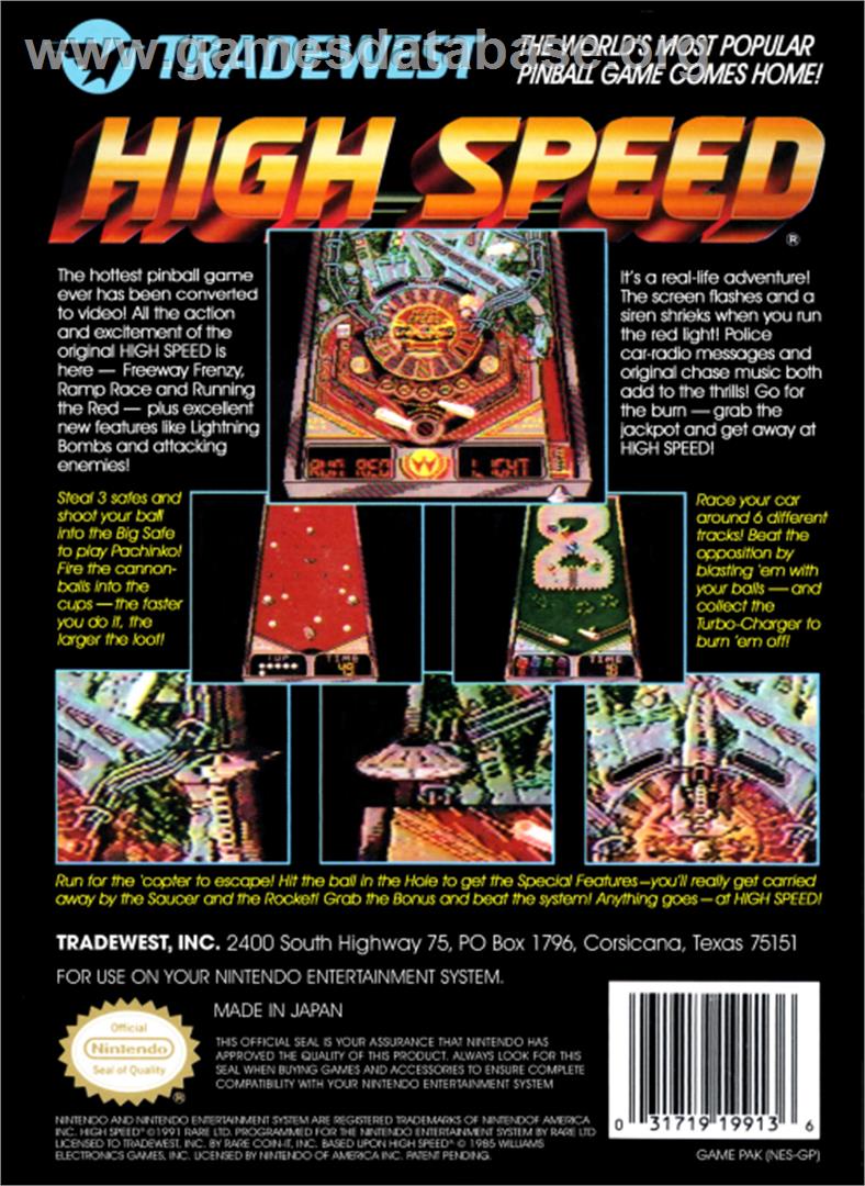 High Speed - Nintendo NES - Artwork - Box Back