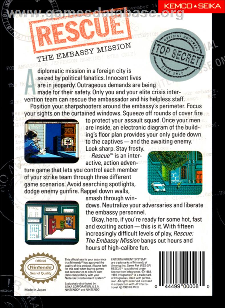 Hostage: Rescue Mission - Nintendo NES - Artwork - Box Back